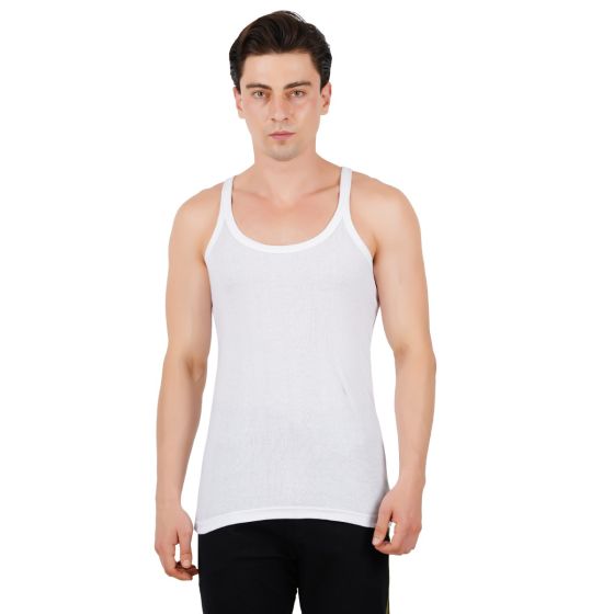 MEN'S CAMEO PLAIN   WHITE SOLID VEST