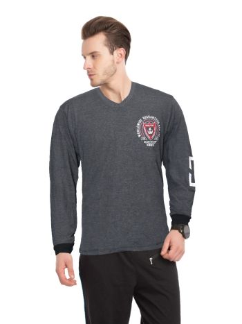 Men Solid V Neck Edge T-Shirt