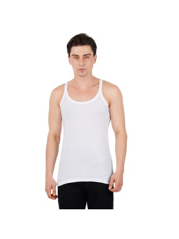 MEN'S CAMEO PLAIN   WHITE SOLID VEST