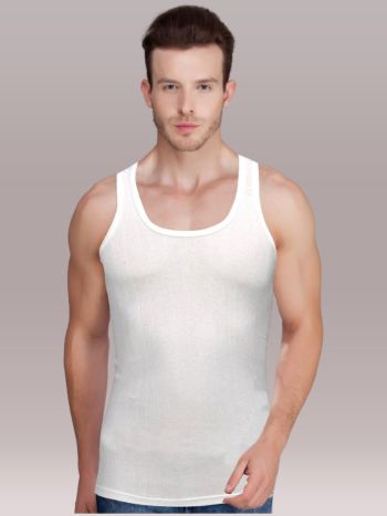 Men Brisk white Solid Vest